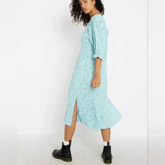 Faithfull The Brand Jea Marie Puff Sleeve Feminine Midi Sundress Dress Sz Small - Picture 3 of 16